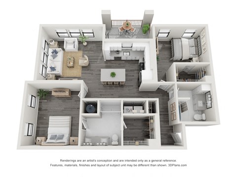 B2 Floor Plan  2 bed 2 bathat The Landing on Summers Street Apartments, Georgia, 30144